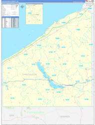 Chautauqua County, NY Wall Map Zip Code Basic Style 2024