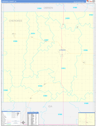 Cherokee County, IA Wall Map Zip Code Basic Style 2024