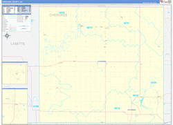 Cherokee County, KS Wall Map Zip Code Basic Style 2024
