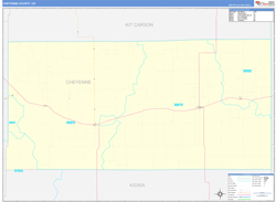 Cheyenne County, CO Wall Map Zip Code Basic Style 2024
