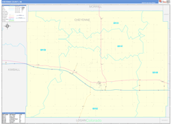 Cheyenne County, NE Wall Map Zip Code Basic Style 2023