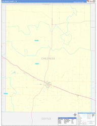 Childress County, TX Wall Map Zip Code Basic Style 2024