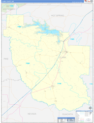 Clark County, AR Wall Map Zip Code Basic Style 2024
