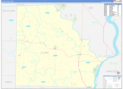 Clark County, MO Wall Map Zip Code Basic Style 2024