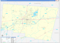 Clark County, OH Wall Map Zip Code Basic Style 2024