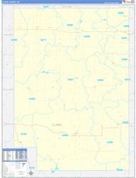 Clark County, WI Wall Map Zip Code Basic Style 2024