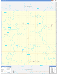 Clay County, NE Wall Map Zip Code Basic Style 2023