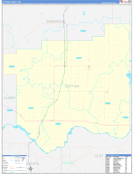 Cotton County, OK Wall Map Zip Code Basic Style 2024
