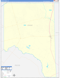 Crane County, TX Wall Map Zip Code Basic Style 2024