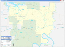 Crawford County, IN Wall Map Zip Code Basic Style 2024