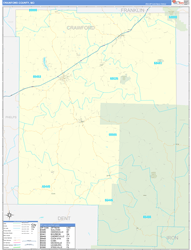 Crawford County, MO Wall Map Zip Code Basic Style 2024