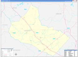 Crockett County, TN Wall Map Zip Code Basic Style 2024