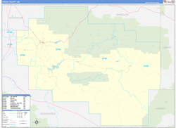 Crook County, OR Wall Map Zip Code Basic Style 2024