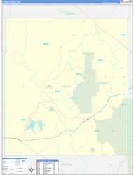 Crook County, WY Wall Map Zip Code Basic Style 2024