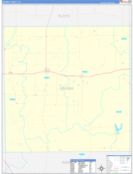 Crosby County, TX Wall Map Zip Code Basic Style 2024