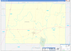 Cross County, AR Wall Map Zip Code Basic Style 2024