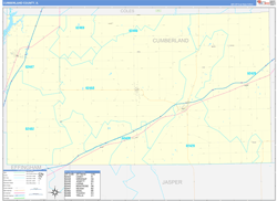 Cumberland County, IL Wall Map Zip Code Basic Style 2024
