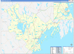 Cumberland County, ME Wall Map Zip Code Basic Style 2024