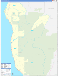 Curry County, OR Wall Map Zip Code Basic Style 2024