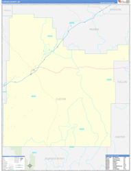 Custer County, MT Wall Map Zip Code Basic Style 2023
