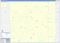 Custer County, NE Wall Map Zip Code Basic Style 2023