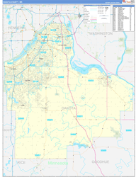 Dakota County, MN Wall Map Zip Code Basic Style 2024