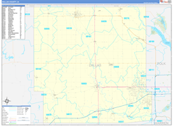 Dallas County, IA Wall Map Zip Code Basic Style 2024