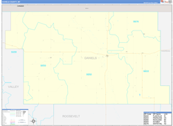 Daniels County, MT Wall Map Zip Code Basic Style 2024