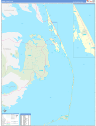Dare County, NC Wall Map Zip Code Basic Style 2024