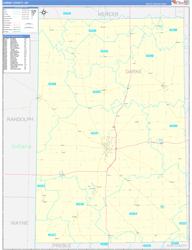 Darke County, OH Wall Map Zip Code Basic Style 2024