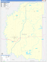 Daviess County, IN Wall Map Zip Code Basic Style 2024