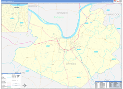 Daviess County, KY Wall Map Zip Code Basic Style 2024