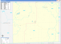 Davis County, IA Wall Map Zip Code Basic Style 2024