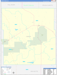 Dawes County, NE Wall Map Zip Code Basic Style 2023