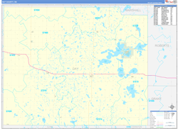 Day County, SD Wall Map Zip Code Basic Style 2024