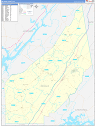 DeKalb County, AL Wall Map Zip Code Basic Style 2024