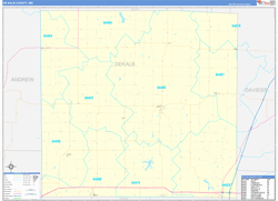 DeKalb County, MO Wall Map Zip Code Basic Style 2024