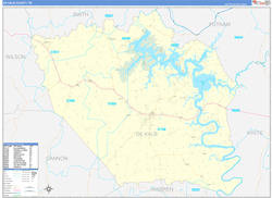 DeKalb County, TN Wall Map Zip Code Basic Style 2024