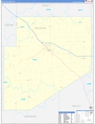 Decatur County, IN Wall Map Zip Code Basic Style 2024