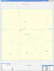 Decatur County, KS Wall Map Zip Code Basic Style 2024