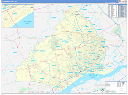 Delaware County, PA Wall Map Zip Code Basic Style 2024