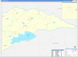 Delta County, TX Wall Map Zip Code Basic Style 2024