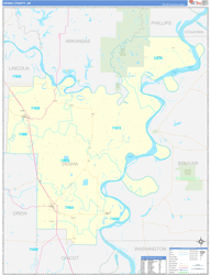 Desha County, AR Wall Map Zip Code Basic Style 2024