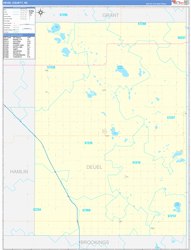 Deuel County, SD Wall Map Zip Code Basic Style 2024