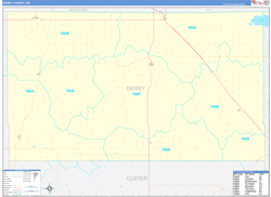 Dewey County, OK Wall Map Zip Code Basic Style 2024