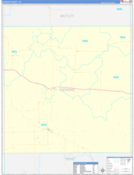 Dickens County, TX Wall Map Zip Code Basic Style 2024