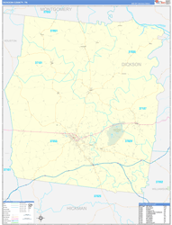 Dickson County, TN Wall Map Zip Code Basic Style 2024