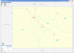 Dimmit County, TX Wall Map Zip Code Basic Style 2024