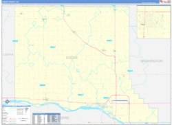 Dodge County, NE Wall Map Zip Code Basic Style 2023