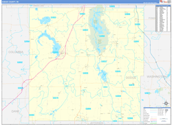 Dodge County, WI Wall Map Zip Code Basic Style 2024